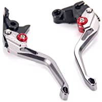 Auzkong Palancas de embrague de freno cortas ajustable para Yamaha YZF R1-R1M-R1S 2015-2019- YZF R6 2017-2019 gris
